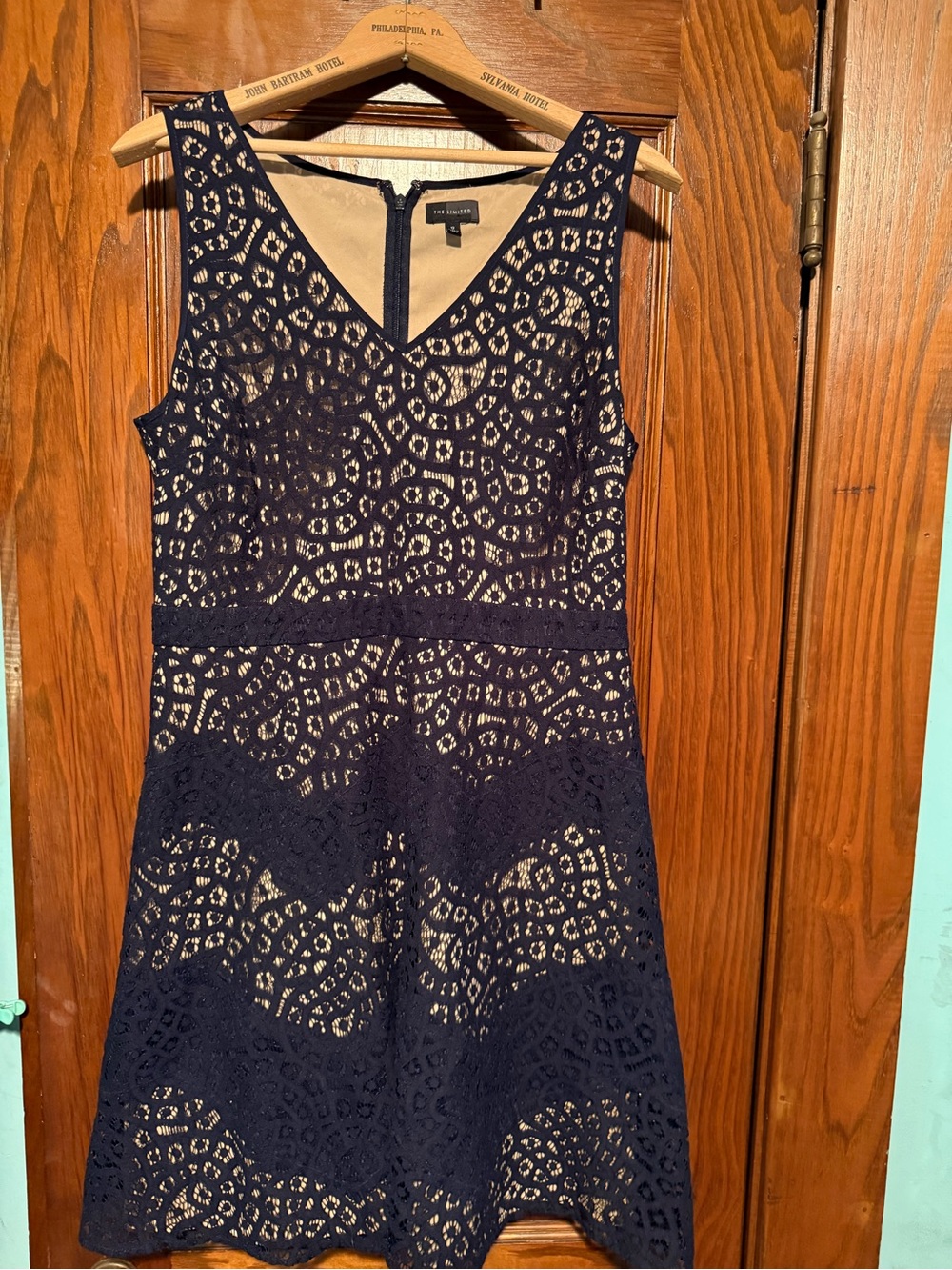 The Limited Navy Lace Fit-and-Flare Mini Dress